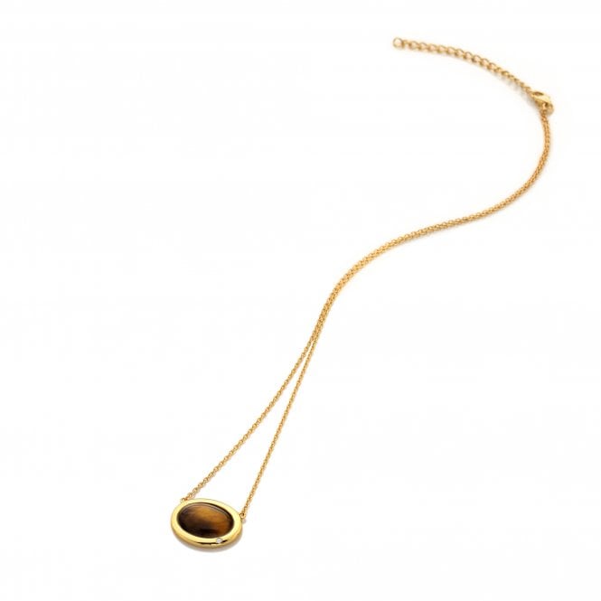 hot diamonds HDXGEM Horizontal Oval Necklace - Tigers Eye