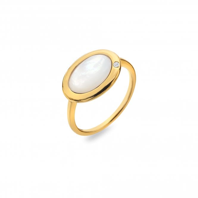 Hot Diamonds HDXGEM Horizontal Oval Ring - Mother Of Pearl