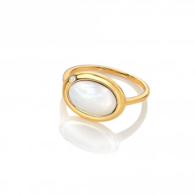 hot diamonds HDXGEM Horizontal Oval Ring - Mother of Pearl