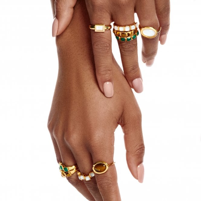 Hot Diamonds HDXGEM Horizontal Oval Ring - Tigers Eye