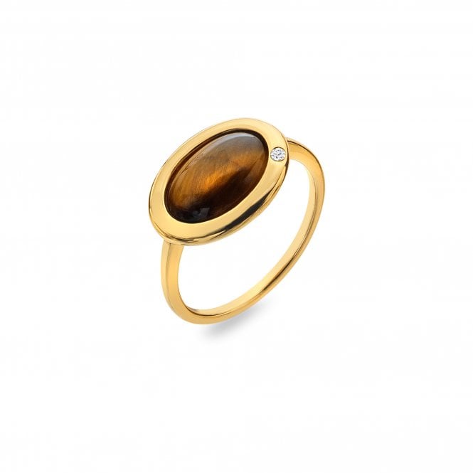Hot Diamonds HDXGEM Horizontal Oval Ring - Tigers Eye