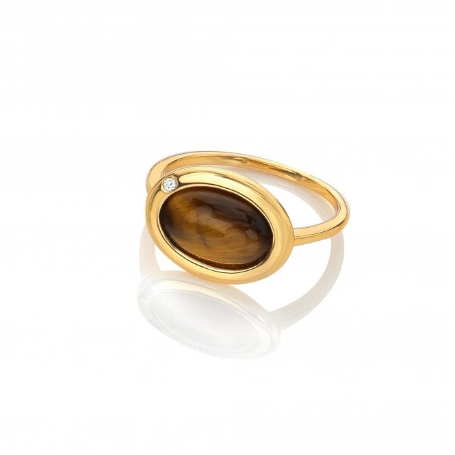 hot diamonds HDXGEM Horizontal Oval Ring - Tigers Eye