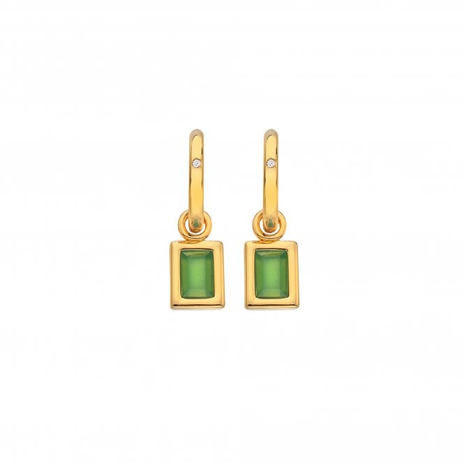 Hot Diamonds HDXGEM Rectangle Earrings - Green Chalcedony