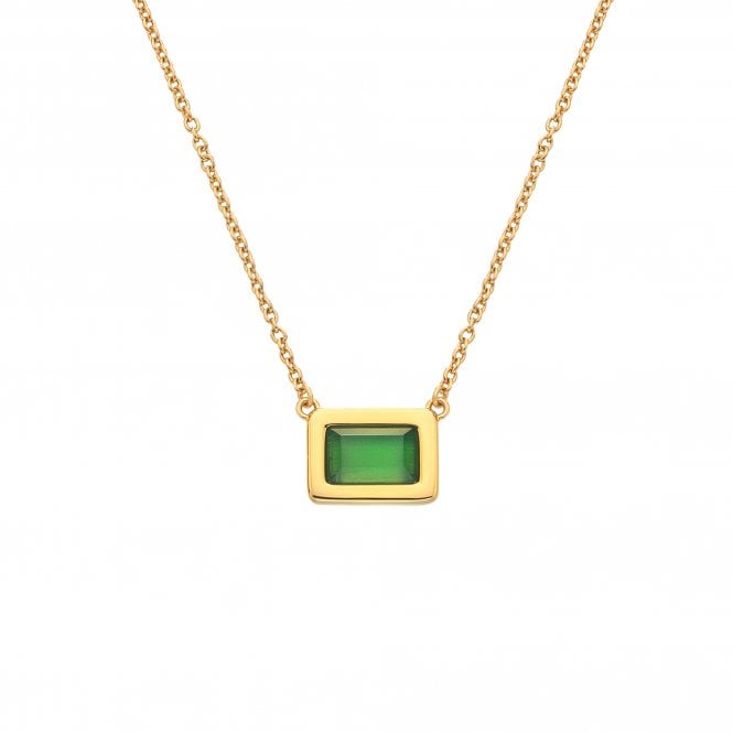 Hot Diamonds HDXGEM Rectangle Necklace - Green Chalcedony