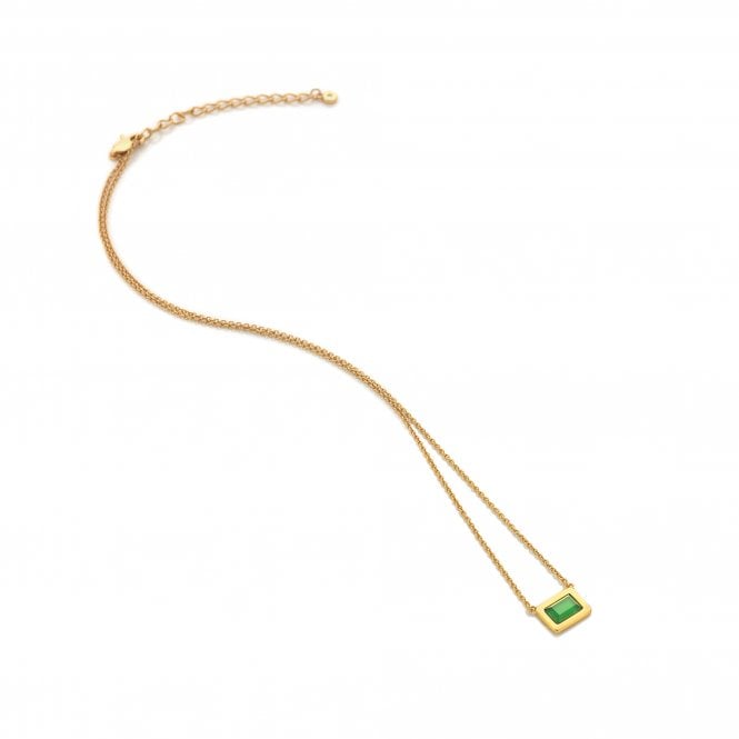 hot diamonds HDXGEM Rectangle Necklace - Green Chalcedony