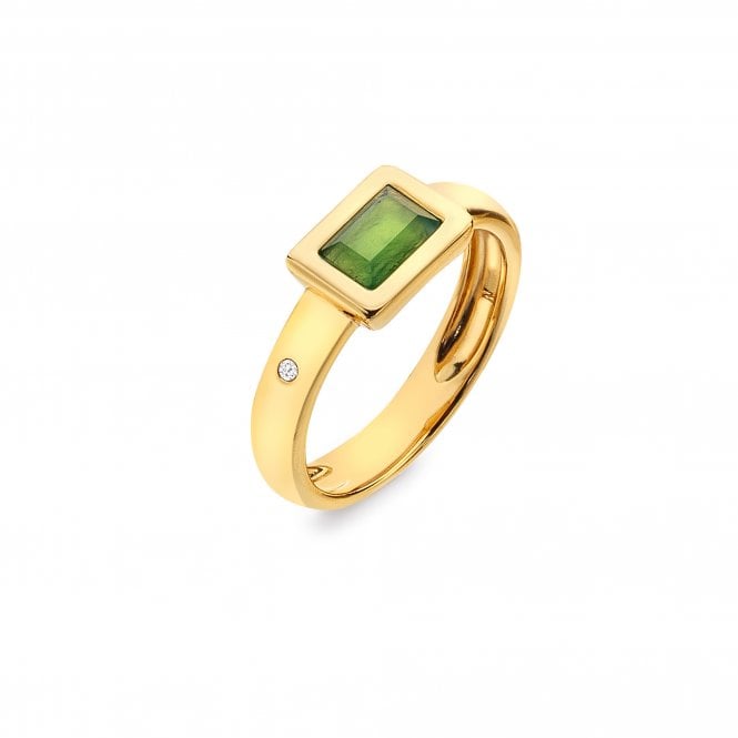 Hot Diamonds HDXGEM Rectangle Ring - Green Chalcedony