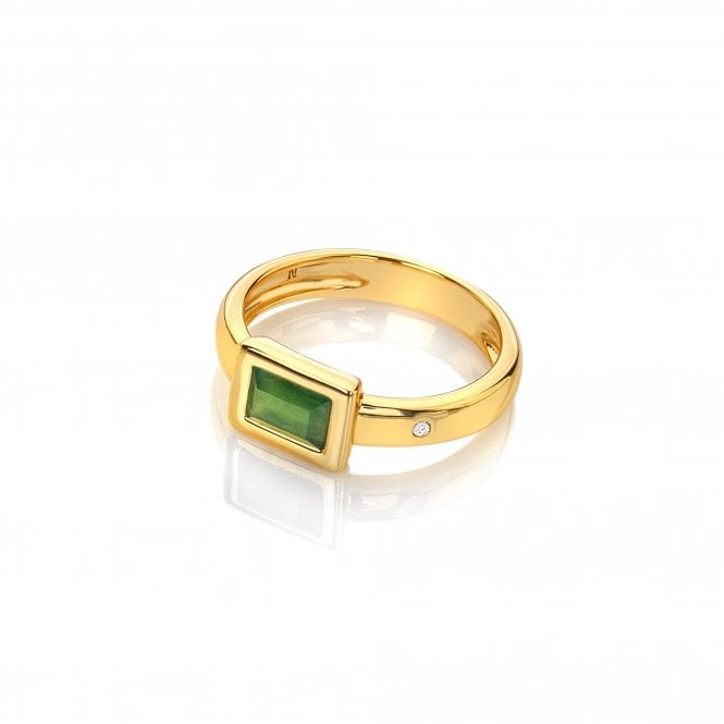 hot diamonds HDXGEM Rectangle Ring - Green Chalcedony
