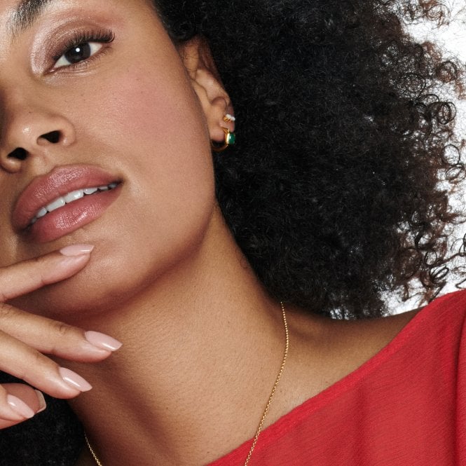 Hot Diamonds HDXGEM Square Huggie Earrings - Green Agate