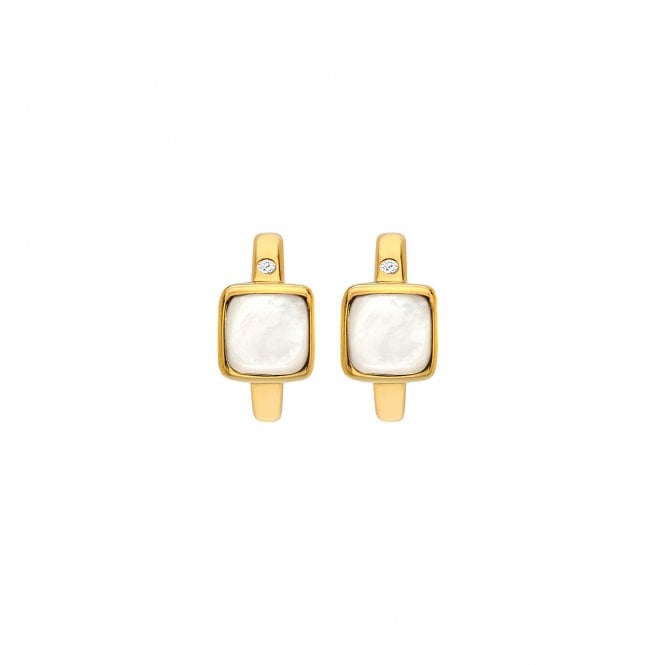 Hot Diamonds HDXGEM Square Huggie Earrings - Mother Of Pearl