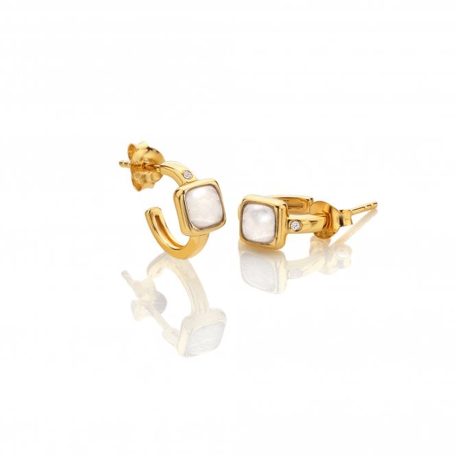 hot diamonds HDXGEM Square Huggie Earrings - Mother of Pearl
