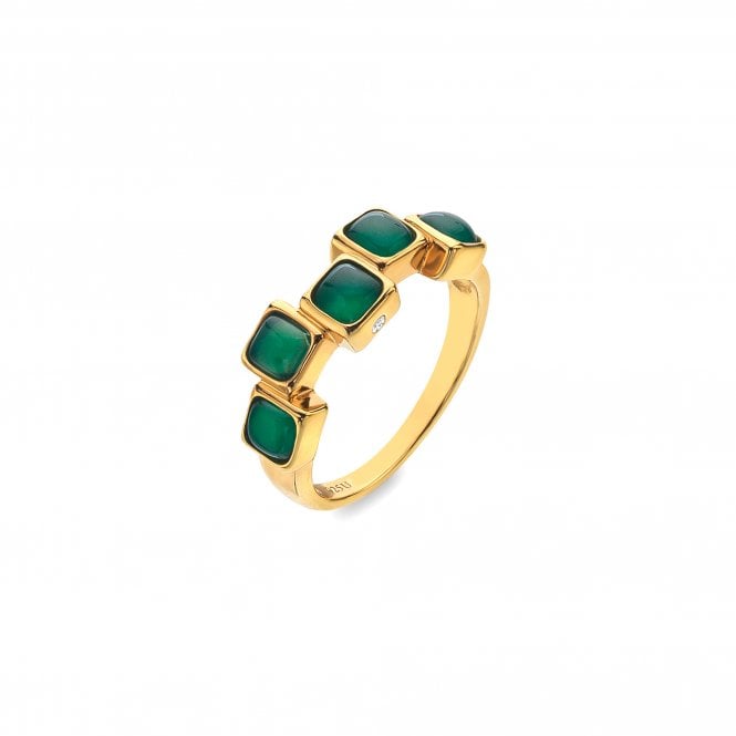 Hot Diamonds HDXGEM Square Stepped Ring - Green Agate