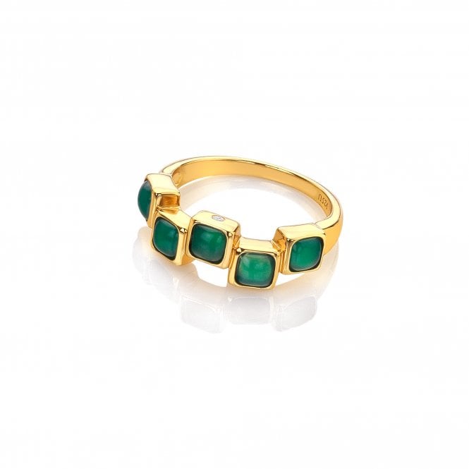 hot diamonds HDXGEM Square Stepped Ring - Green Agate
