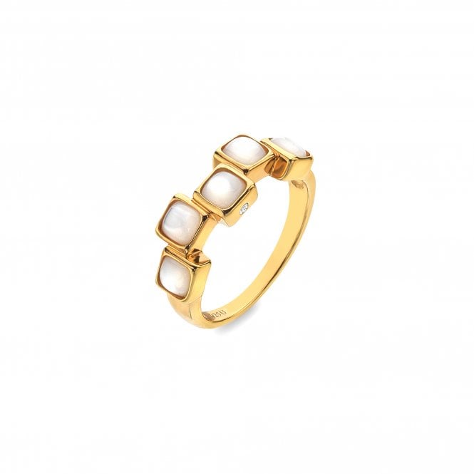 Hot Diamonds HDXGEM Square Stepped Ring - Mother Of Pearl