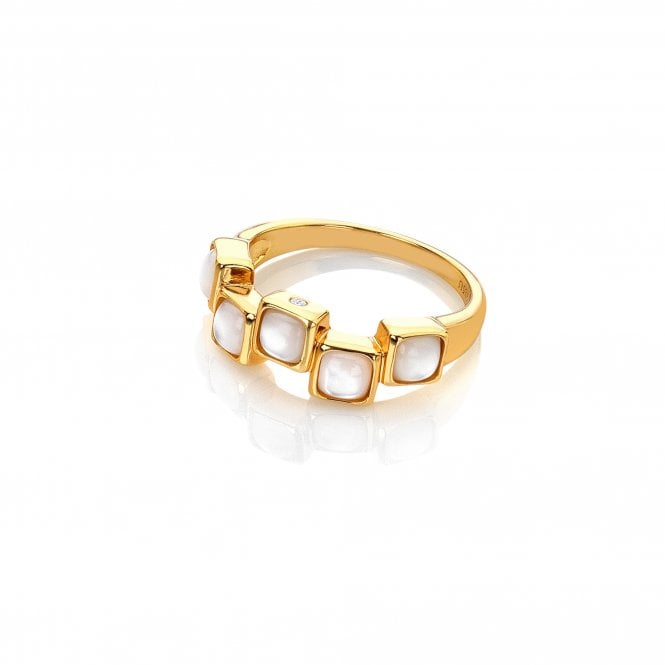 hot diamonds HDXGEM Square Stepped Ring - Mother of Pearl
