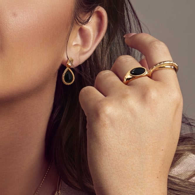 Hot Diamonds Black Onyx Oval Earrings