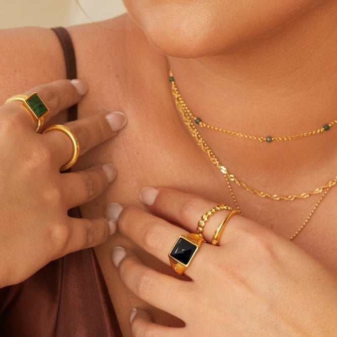 Hot Diamonds Black Onyx Signet Ring