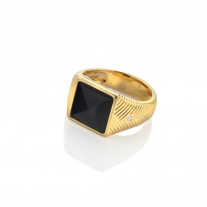 hot diamonds Black Onyx Signet Ring