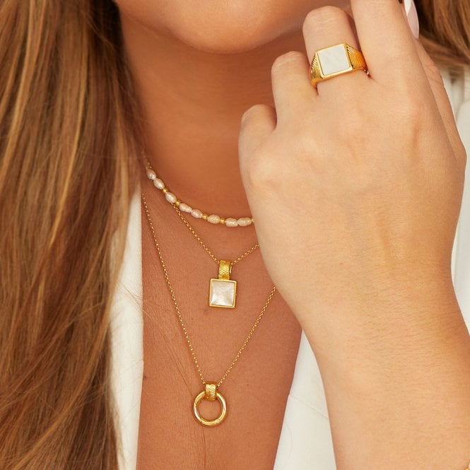 Hot Diamonds Calm Mother Of Pearl Square Pendant