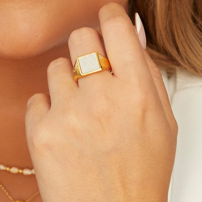 Hot Diamonds Calm Pearl Signet Ring