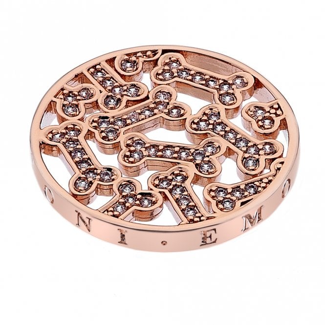 Hot Diamonds Dog Bone Rose Gold Plated Coin - 25mm