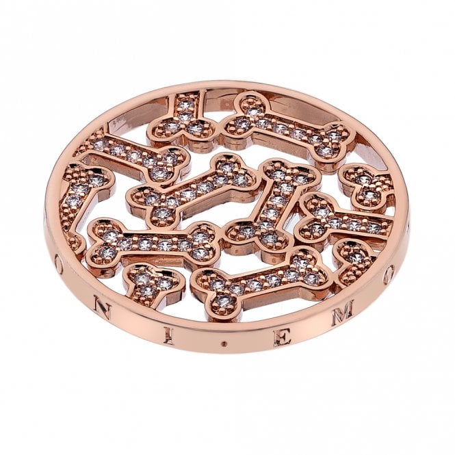 Hot Diamonds Dog Bone Rose Gold Plated Coin - 25mm