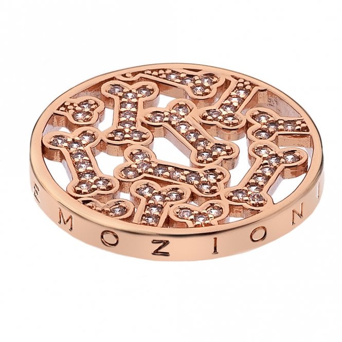 hot diamonds Dog Bone Rose Gold Plated coin - 25mm