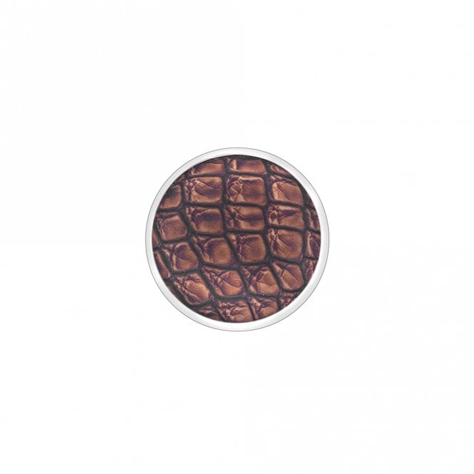 hot diamonds Faux Crocodile Dark Brown Coin - 25mm