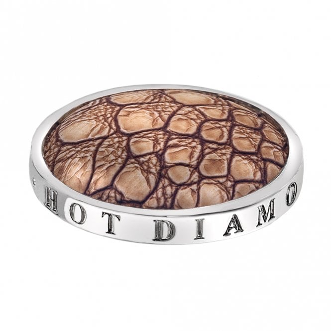 hot diamonds Faux Crocodile Light Brown Coin - 33mm