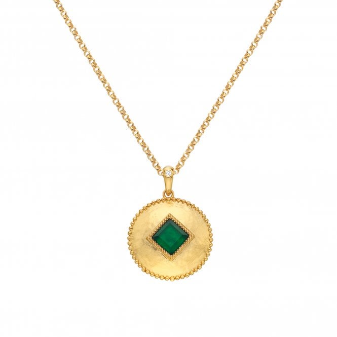Hot Diamonds HDXGEM Coin Pendant - Green Agate