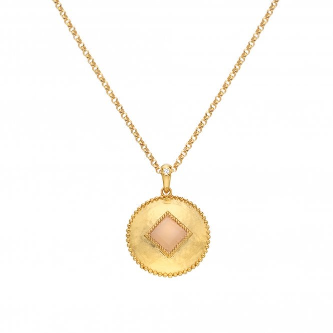 Hot Diamonds HDXGEM Coin Pendant - Pink Quartz