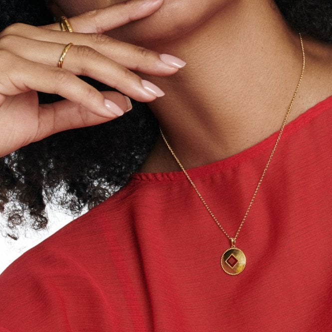 Hot Diamonds HDXGEM Coin Pendant - Red Agate