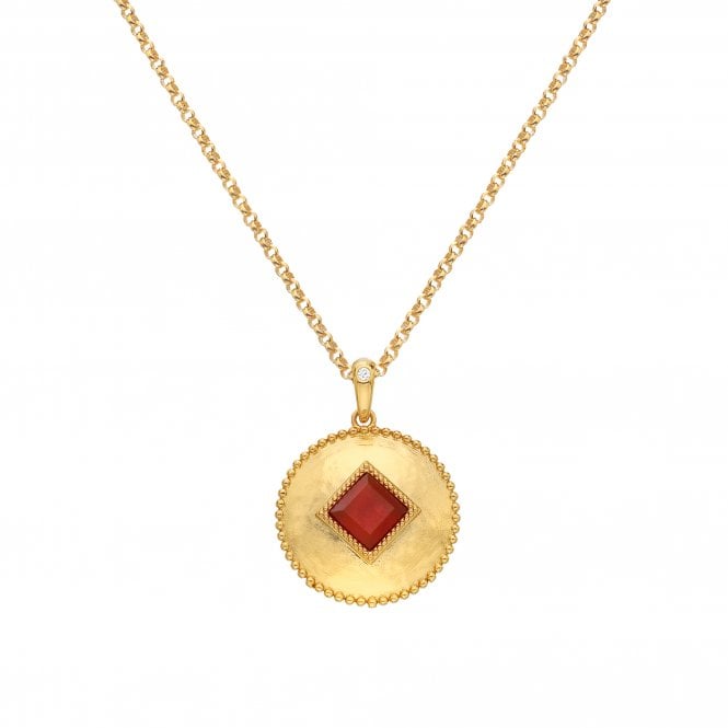 Hot Diamonds HDXGEM Coin Pendant - Red Agate