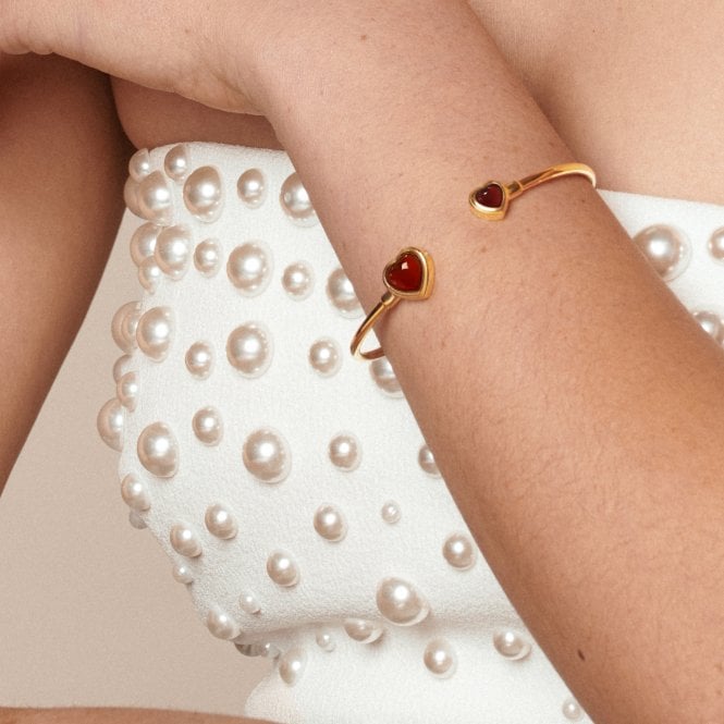 Hot Diamonds HDXGEM Heart Bangle - Red Agate