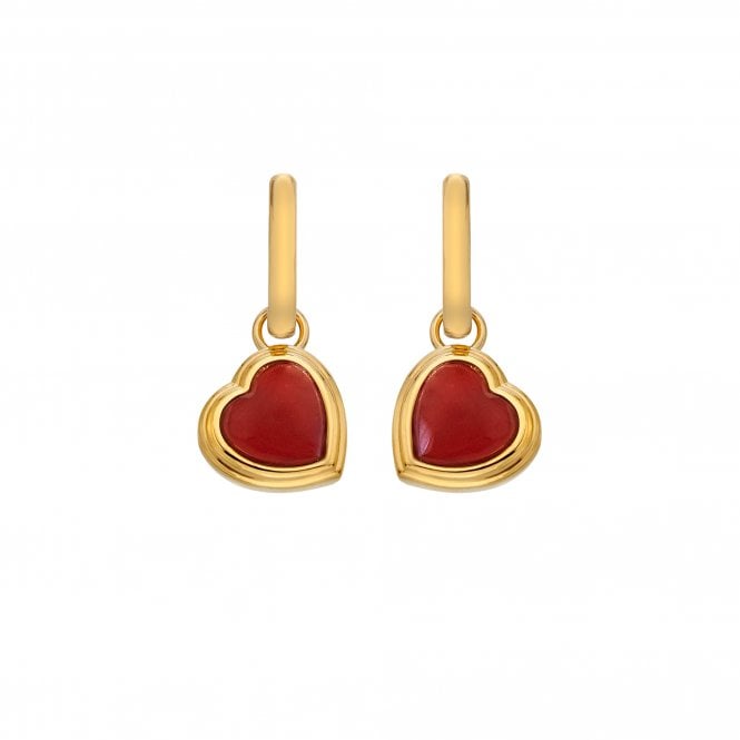 Hot Diamonds HDXGEM Heart Earrings - Red Agate