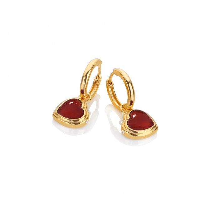 hot diamonds HDXGEM Heart Earrings - Red Agate