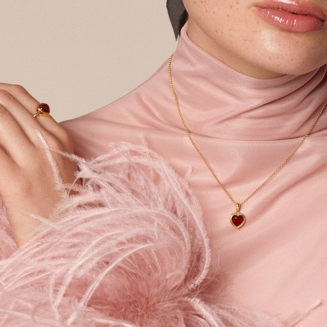 Hot Diamonds HDXGEM Heart Pendant - Red Agate