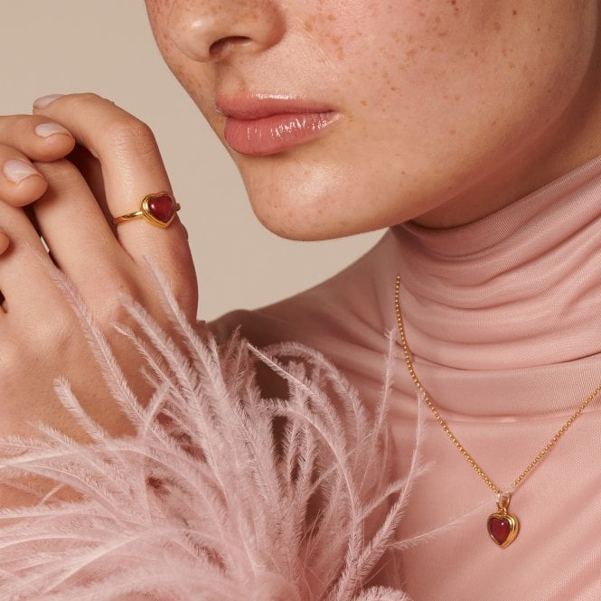 Hot Diamonds HDXGEM Heart Ring - Red Agate