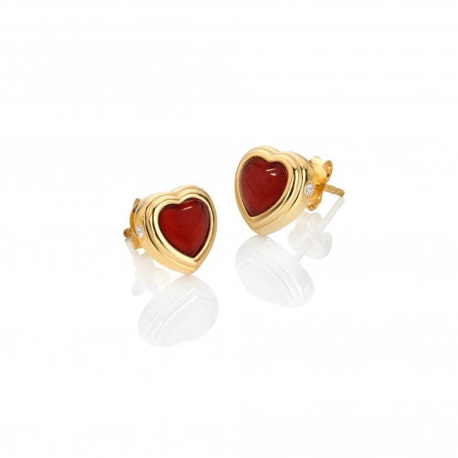 hot diamonds HDXGEM Heart Stud Earrings - Red Agate