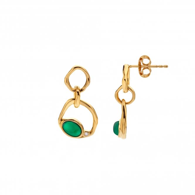 Hot Diamonds HDXGEM Offset Earrings - Green Agate