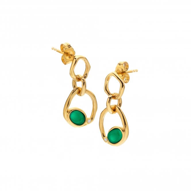 hot diamonds HDXGEM Offset Earrings - Green Agate