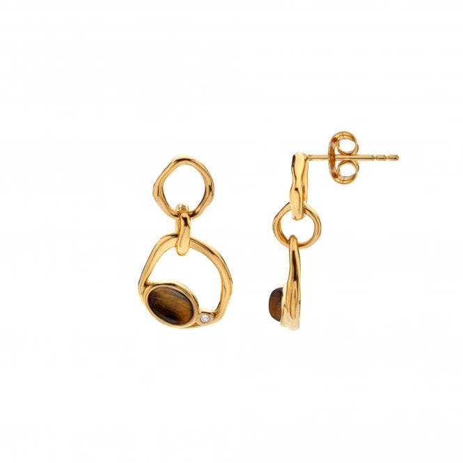 Hot Diamonds HDXGEM Offset Earrings - Tigers Eye