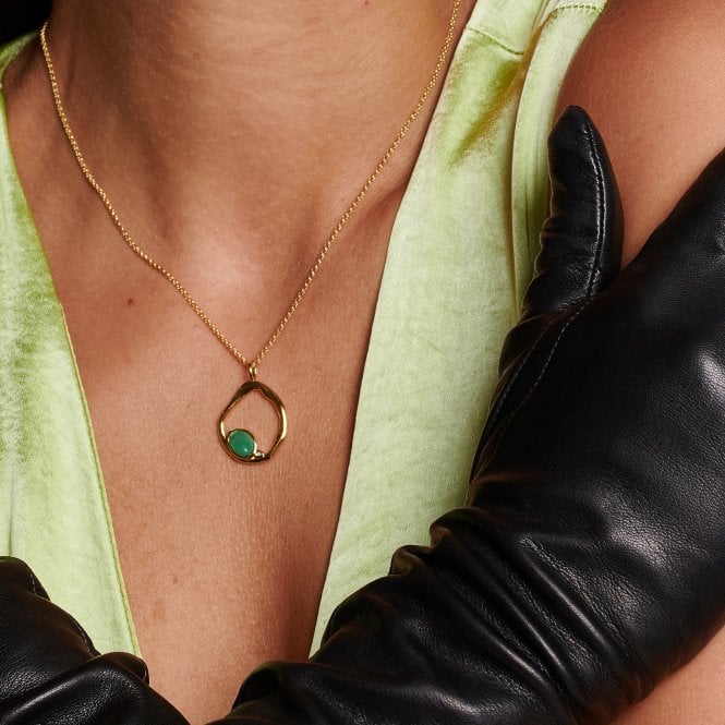 Hot Diamonds HDXGEM Offset Pendant - Green Agate
