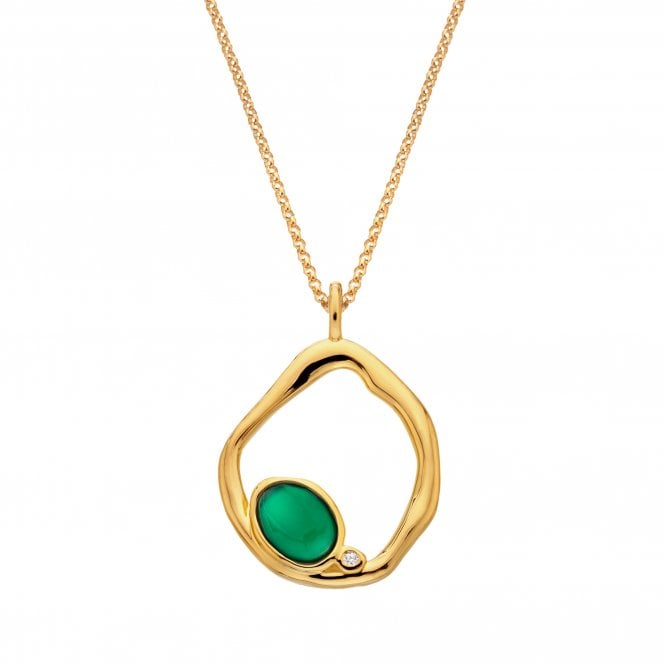 Hot Diamonds HDXGEM Offset Pendant - Green Agate