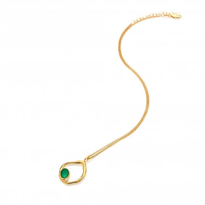 hot diamonds HDXGEM Offset Pendant - Green Agate
