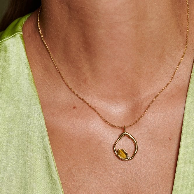 Hot Diamonds HDXGEM Offset Pendant - Tigers Eye