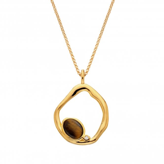 Hot Diamonds HDXGEM Offset Pendant - Tigers Eye