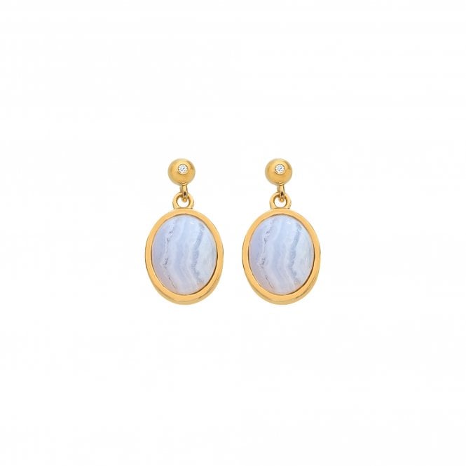 Hot Diamonds HDXGEM Oval Earrings - Blue Lace Agate