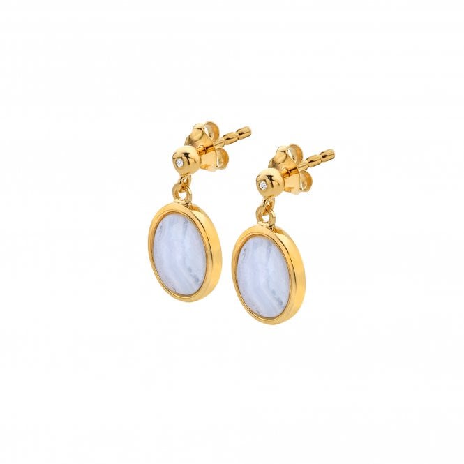hot diamonds HDXGEM Oval Earrings - Blue Lace Agate