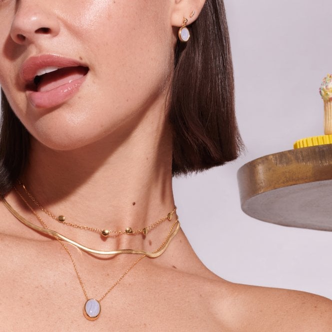 Hot Diamonds HDXGEM Oval Necklace - Blue Lace Agate