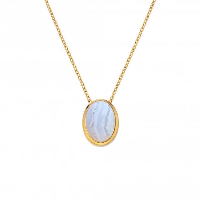 Hot Diamonds HDXGEM Oval Necklace - Blue Lace Agate